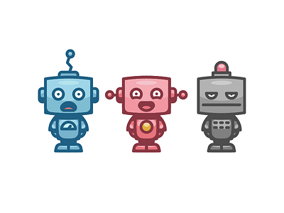 Robots coloured icons illustrator robot