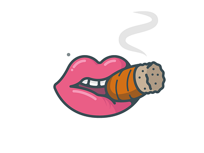 Lips cigar icon illustration lips smoke