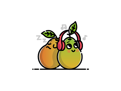 The Pears headphones illustration music pears
