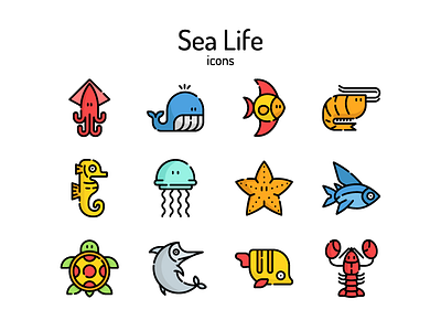 Sea Life Icons fish icons life ocean sea water