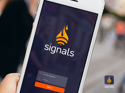 Signals app branding fire fire logo icon logo logo desig mobile app signals ui