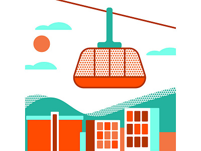 A cableway in Costa Rica? cableway design flat freelance geometric graphic illustration orange