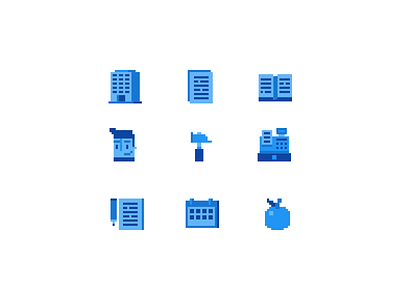 Pixel art icons building design flat freelance google icon material pixel set sheet