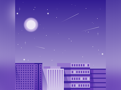 City vibes wallpaper building city flat freelance graphic icon moon sky stars town wallpaper
