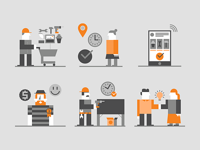 Retail geometric illustrations consulting geometric grey icon icons illustration orange shopping tools vector