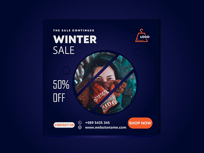 winter sale social media design