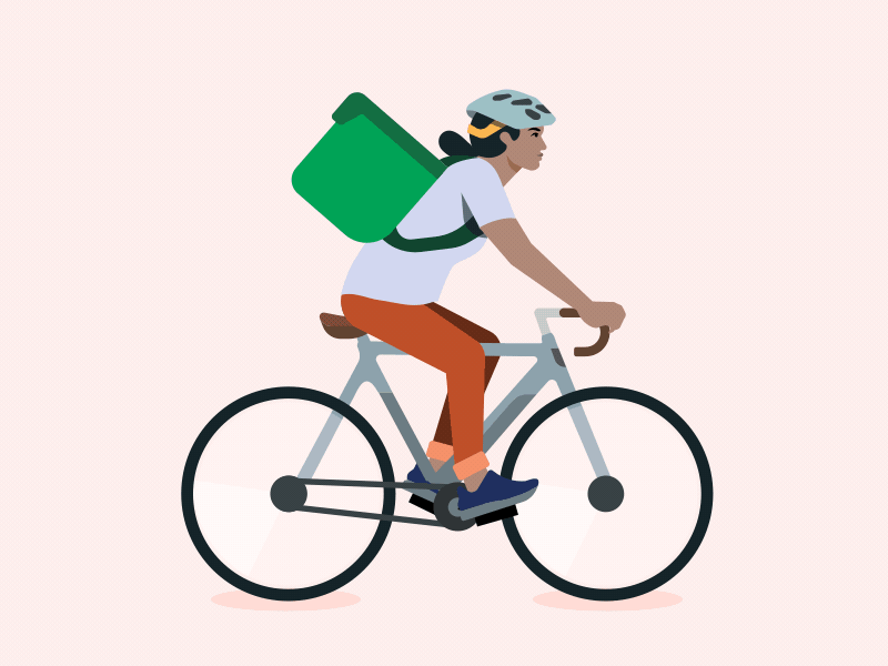 Courier animation app bike biker character characterdesign citybike cityscape delivery delivery app food food delivery gif gif animation illustration motion graphics uber ubereats