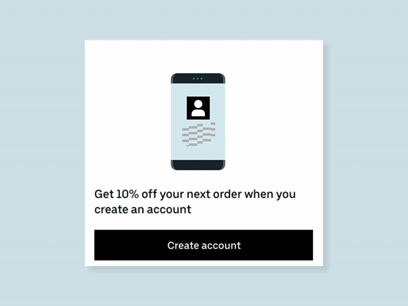 Guest checkout animation account adobe aftereffects animation deals food app fooddelivery gif loopanimation lottie motiondesign motiongraphics product promotion tag tech uberdesign ubereats ui vector
