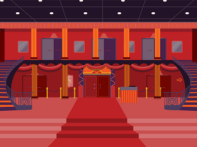 Theater Lobby 70s illustration lobby movie theater