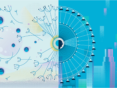 The centre cannot hold business centre company dandelion editorial editorial illustration ferris wheel gradient graphics illustration technology visuals