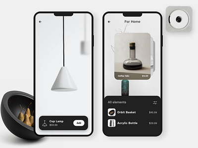 Elements for Home app card clean ui design e comerce elements minimalism minimalist mobile product ui ux visual design