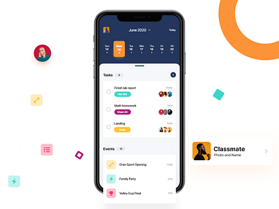 Task and event app calendar calendar ui card design event events mobile mobile app mobile ui study task task list tasks trending trending ui trends ui ux