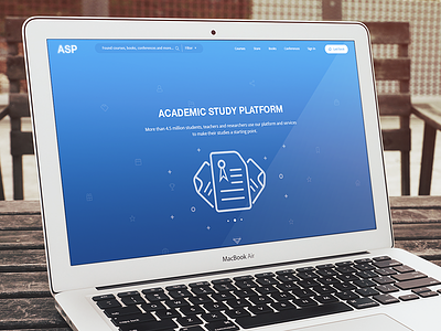 Academic Study Platform (ASP) book card conference graphic landing media study trend ui university ux web