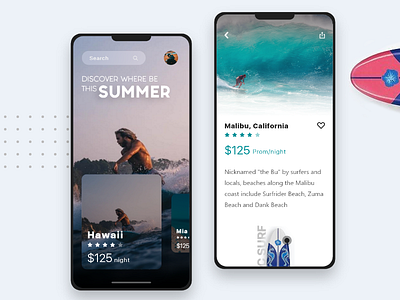Beaches to surfers app mobile summer surfing ui ux