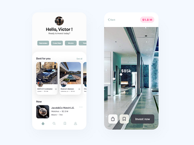 Billionaire lifestyle app ux ui mobile card trending