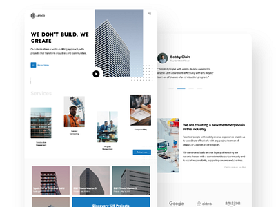 ARTDCO Construction ux landing ui architecture build