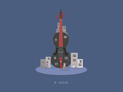 Musical Homes - Violin illustration