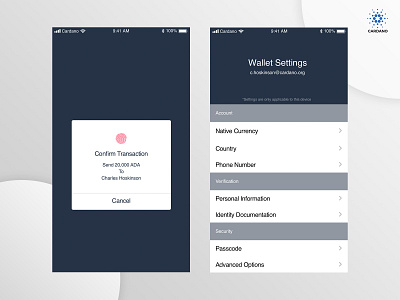 Cardano | Daedalus Staking Wallet Transactions crypto wallet financial mobile app mobile ui