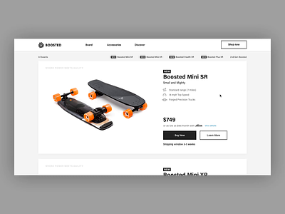 Boosted Boards Page Transition ae after effect animation store transition ui website