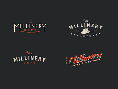 "The Millinery Department" Exploration branding hand lettering identity lettering logo mark type typography