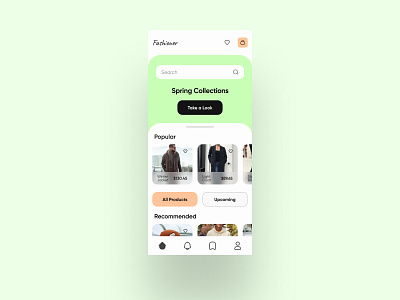 Clothing store app design ui