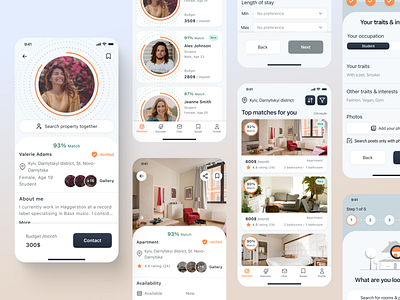 Apartment Sharing App app design light minimal mobile typography ui ux