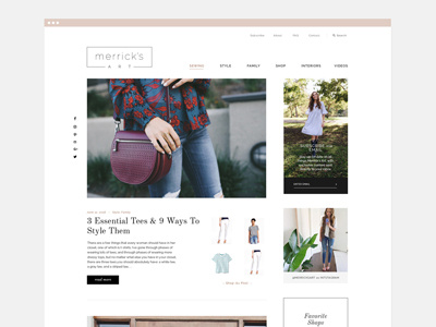 Merrick's Art blog design ui