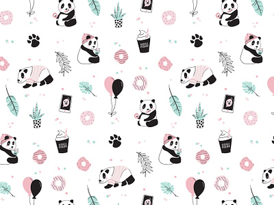 Chill Vibes - Pandas illustation kids design panda bear party pattern