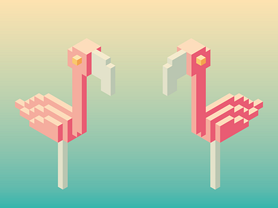 Flamingometric flamingo isometric low poly pixel pixel art retro simple