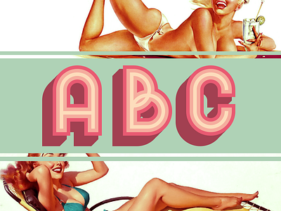 Pinup ABC alphabet beach california font illustration letters pinup vintage