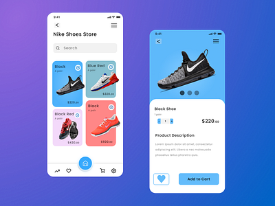 Nike Shoes UI app design mobile typography ui ux