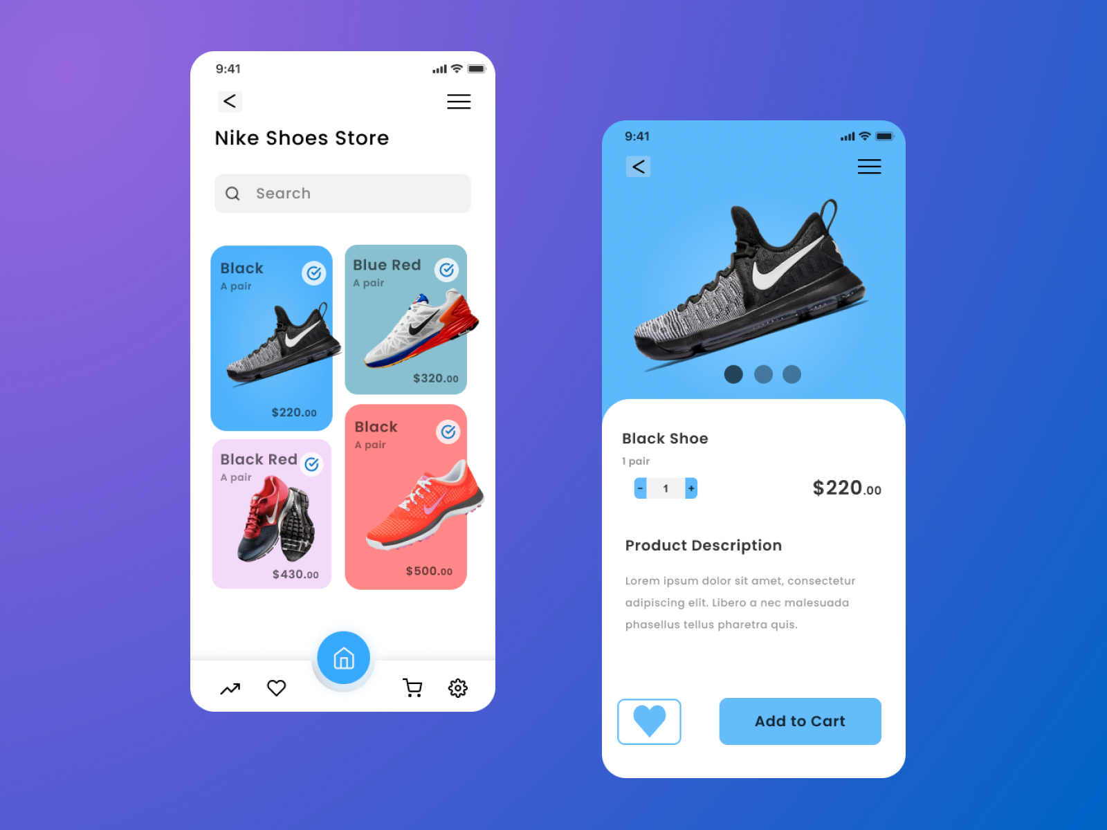 Nike Shoes UI by bagus_design1 on Dribbble