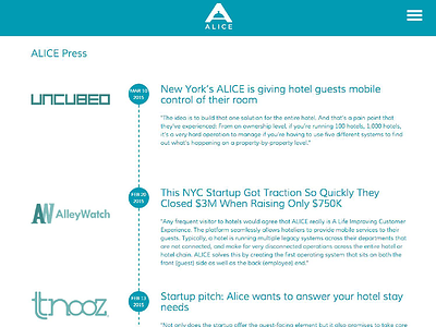 Alice Press Page ui design web design