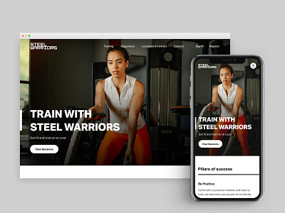 Steel Warriors Charity Gym - Training Page (Desktop x Mobile) crime fitness gym knife landing landing page london sports ui design web design