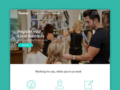 Hoohair App Landing Page Concept