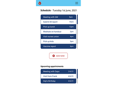 Schedule App dailyui design schedule ui ux