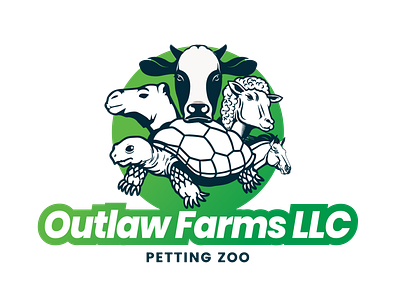 Outlaw Farms LLC - Petting Zoo animal animals animals logo branding buffalo cow creative logo horse logo logo design pet pets sheep tortoise turtle zoo
