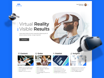 Spinview Webpage Design ar artificial intelligence blue dashboard landing page mockup royal blue spinview virtual reality vr webpage