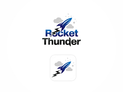 Rocket Thunder Logo Design app icon clouds logo logo design rocket rocket launch rocket logo thumbnail thunder thunderbolt