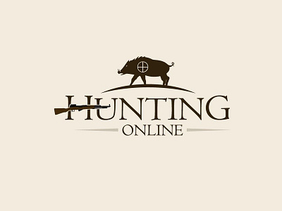 Hunting Online Logo Design animal hunting logo logo alphabet online pig wild wild life