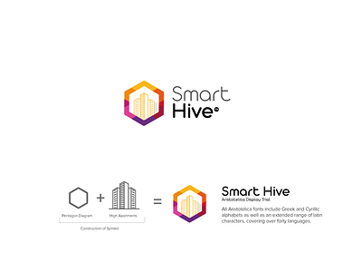 Smart Hive Logo Design apartment apartments building colony creative logo hive logo design multicolor logo pentagon smart