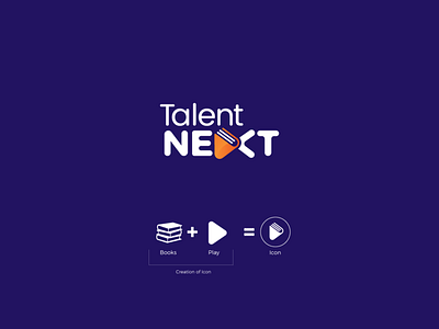 Talentnext Logo Design 2 blue books branding creative logo elearning logo logo design play play icon vector video icon