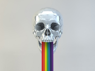 5 Minutes To Love c4d low polygon rainbow skull