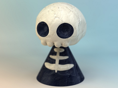 Sleepwalking 3d c4d design doll skeleton skull