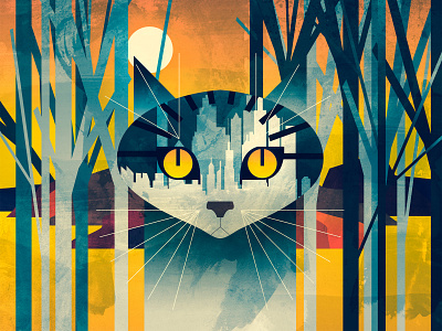 Stay If You Go cat city illustration woods