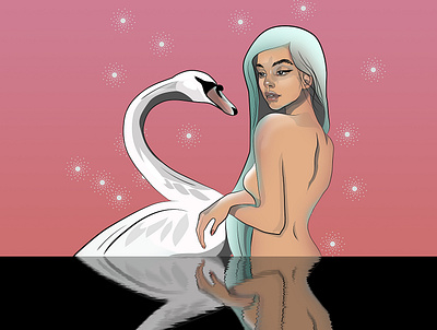 Lucky Lake illustration swan vector