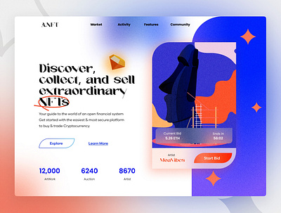 A.NFT web design app design illustration typography ui ux