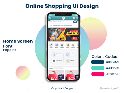 Online Shopping App Design | Graphic Art Sangla appdesign application banner branding creative design graphic graphic design graphicdesign homescreen illustration logo motion graphics online shopping photographic photoshop shopping ui ui design website