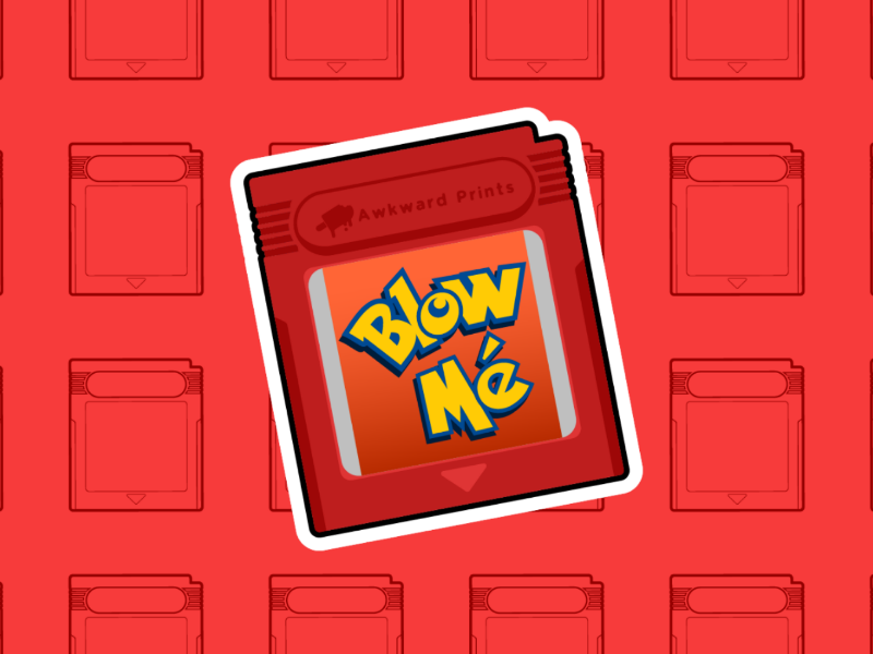 Red Cartridge Sticker sticker design rude retro cartridge gameboy pokemon