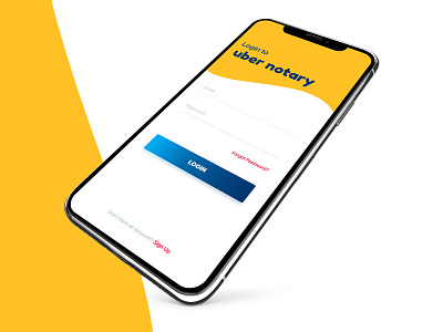 UN Login Screen iphonex location mobile notary screen splash ui ux yellow